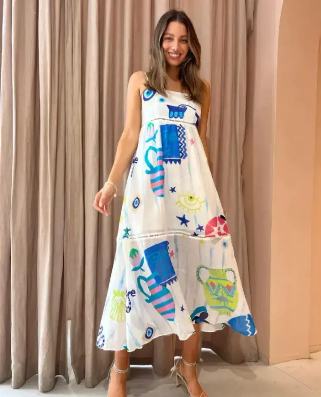 Kate Ford Pella Ladder Bustier Midi Dress in Pallas Size 2 / AU 10 for rent on The Volte - main image