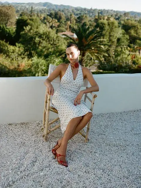 REALISATION PAR THE SADIE HALTER MIDI DRESS PETITE SPOT White XS AU 6 - Image 6