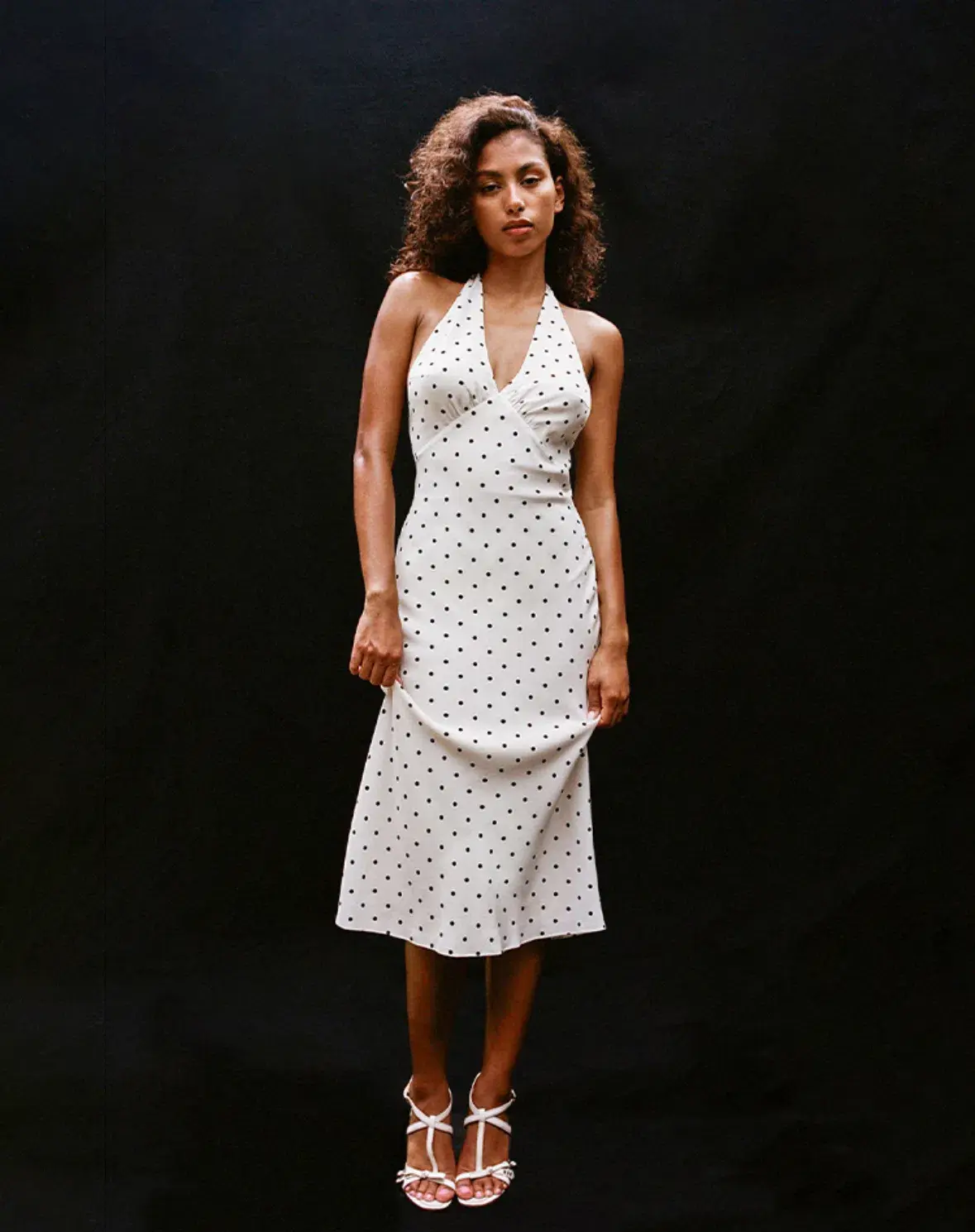 REALISATION PAR THE SADIE HALTER MIDI DRESS PETITE SPOT White XS AU 6 - Image 5