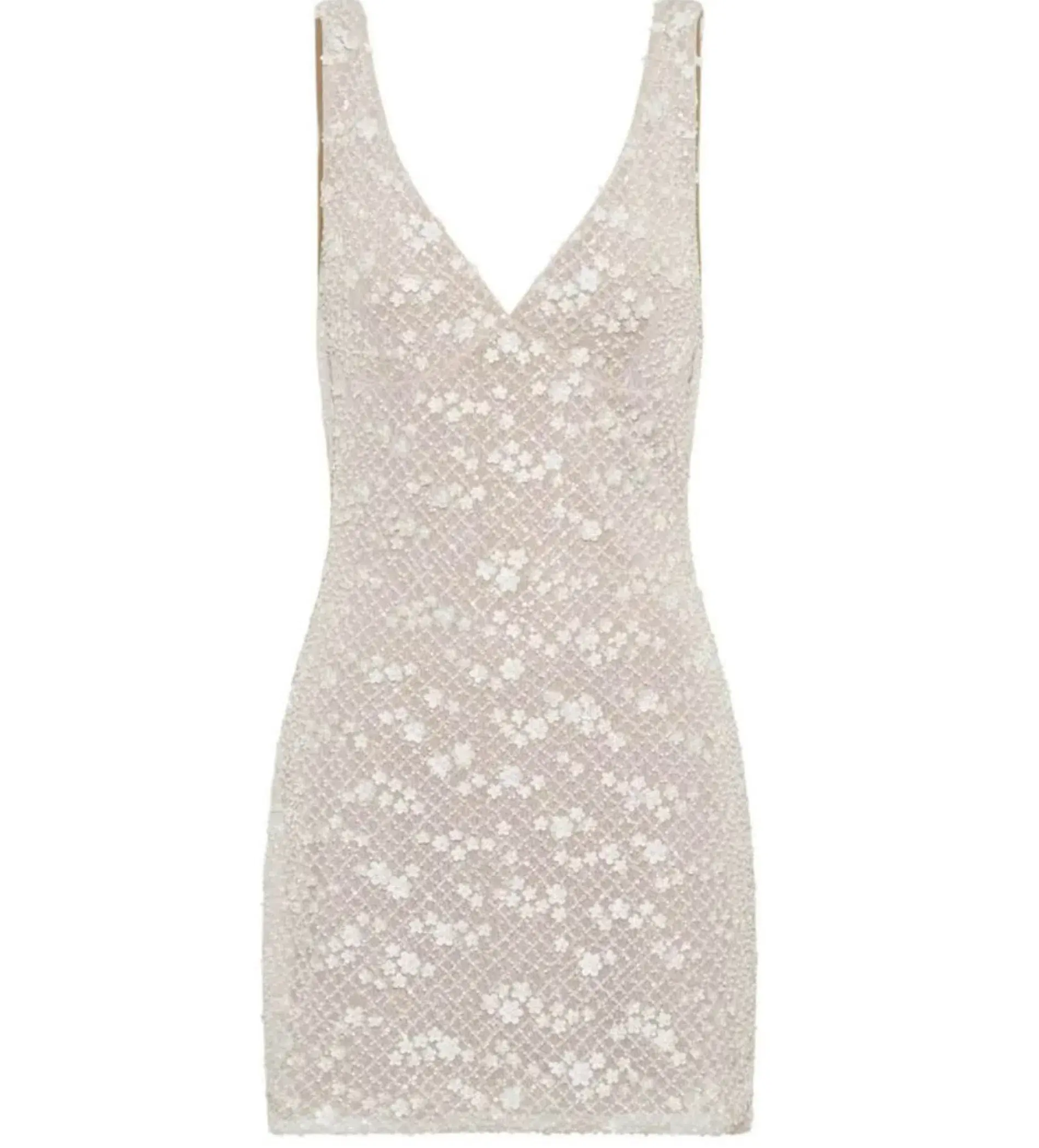 Meshki Louanne Daisy Beaded Mini Dress White AU 18 - Image 3