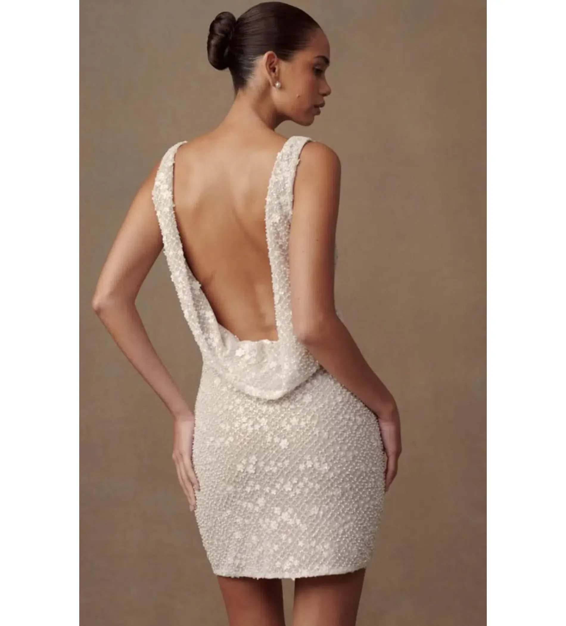 Meshki Louanne Daisy Beaded Mini Dress White AU 18 - Image 2