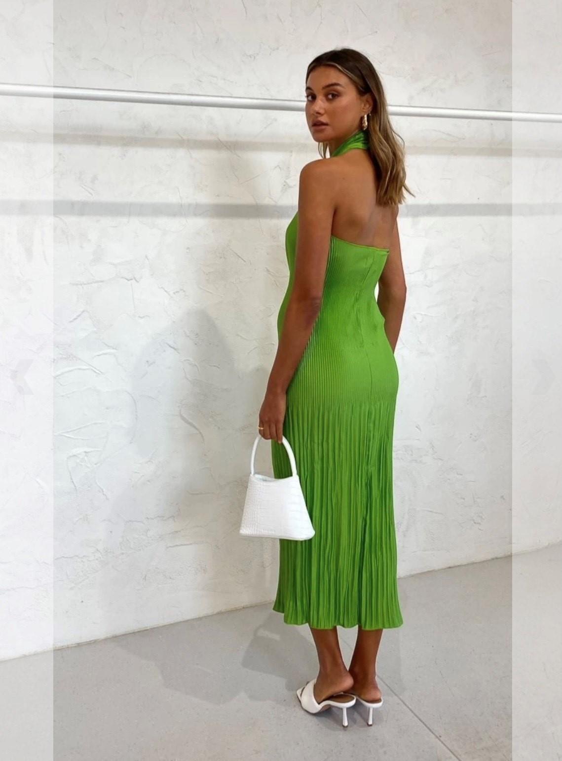 L'IDEE Soiree Halter Gown Green size 8  - Image 2