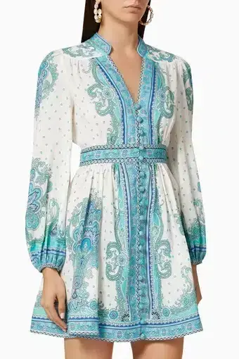 Zimmermann Bells Paisley Short Dress in Blue Paisley Size 2 / AU 12 - Image 1