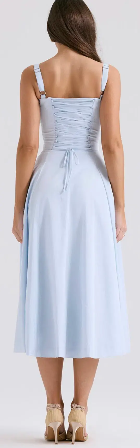 House of CB Carmen Soft Blue Bustier Midi Sundress Size L for rent on The Volte - main image