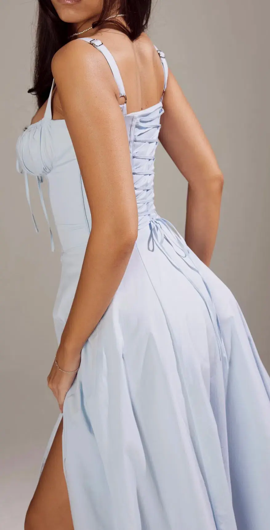 House of CB Carmen Soft Blue Bustier Midi Sundress Size L - Image 4