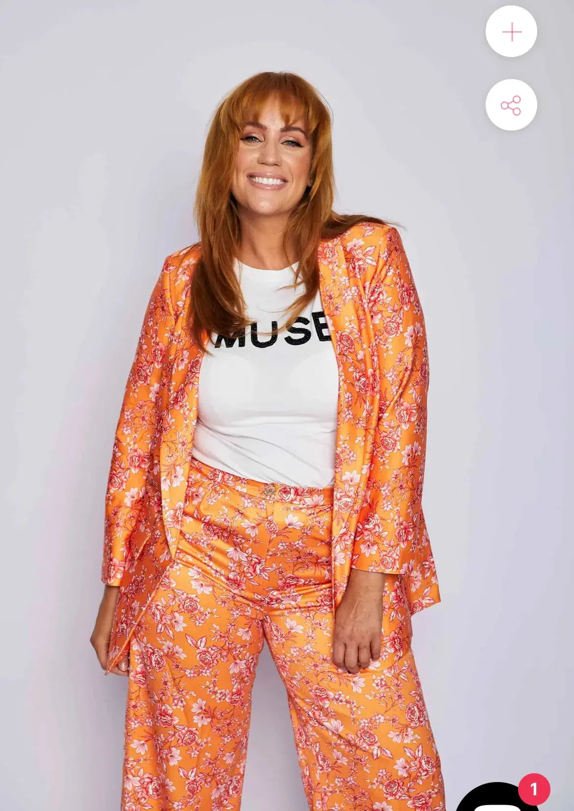 Moira Muse Hepburn Floral Two-Piece Suit Peach Size 14  - Image 3