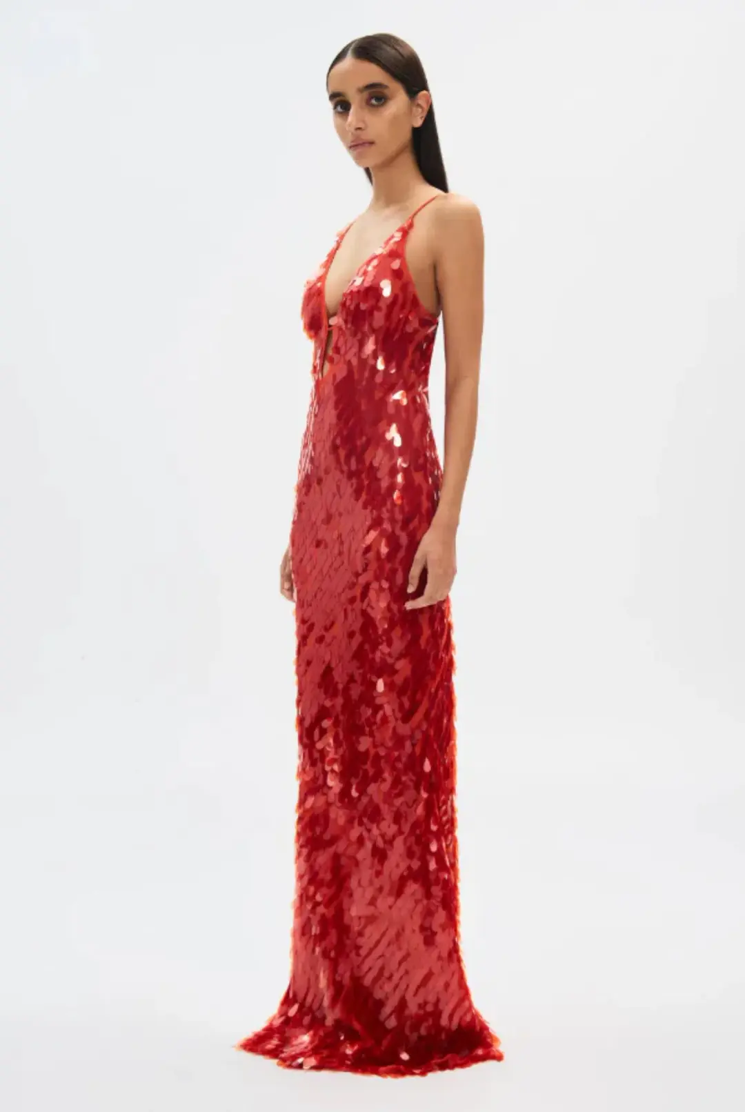 Misha Sapphire Sequin Maxi Dress Red Size 8 for rent on The Volte - main image