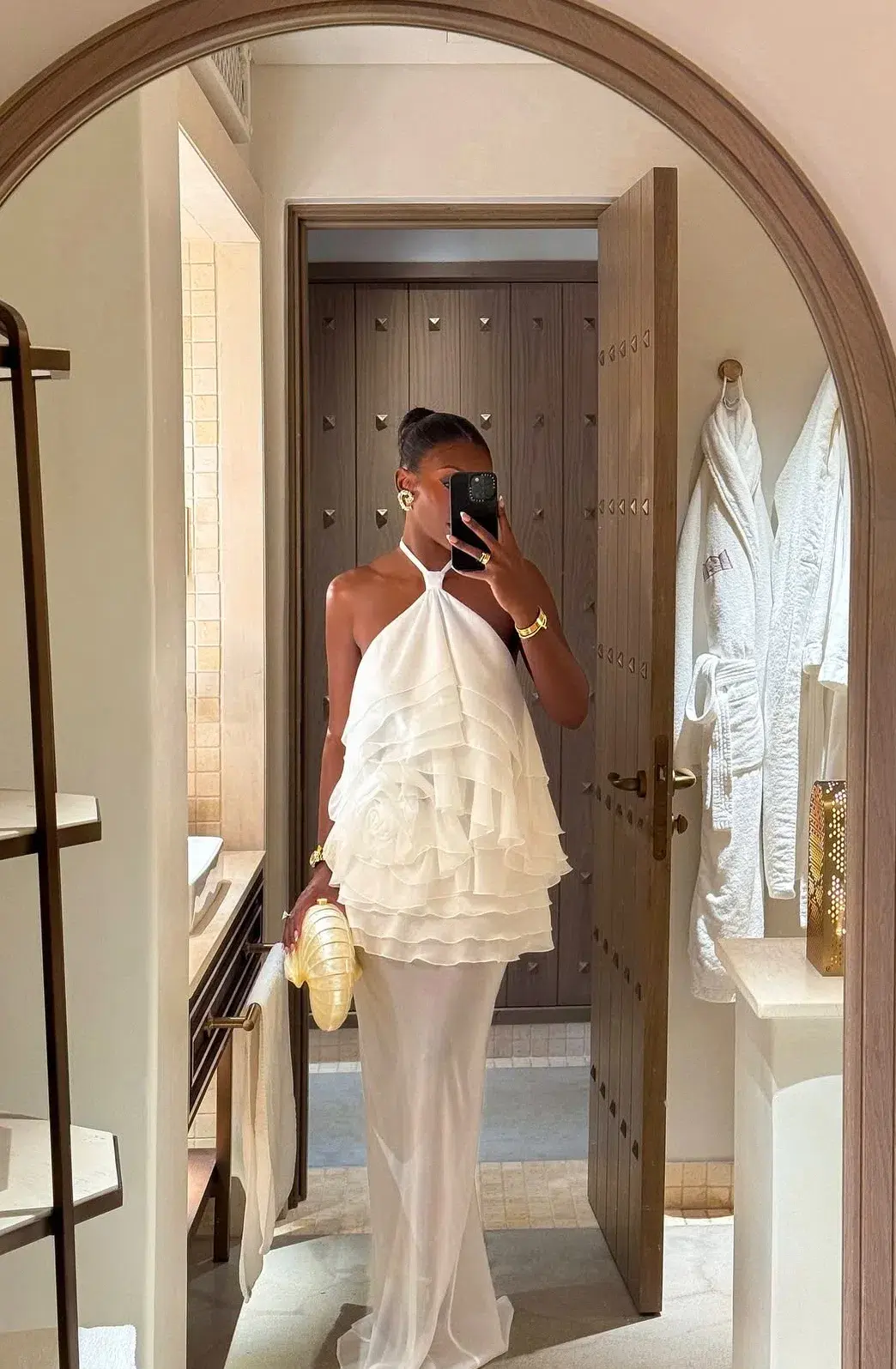 Datt Sunrose Ruffle Gown White Size 8 for rent on The Volte - main image