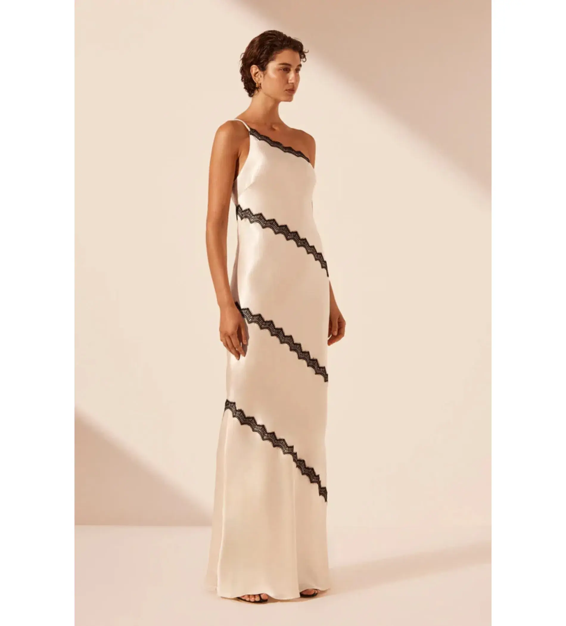 Shona Joy Camille Lace Asymmetrical Maxi Dress Size 8 - Image 2
