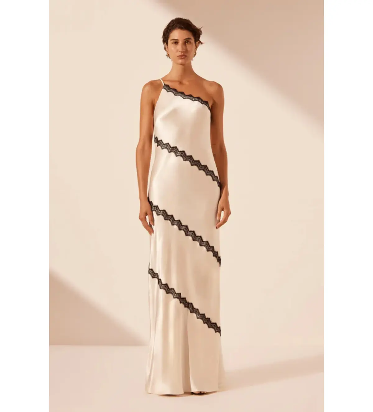 Shona Joy Camille Lace Asymmetrical Maxi Dress Size 8 - Image 1