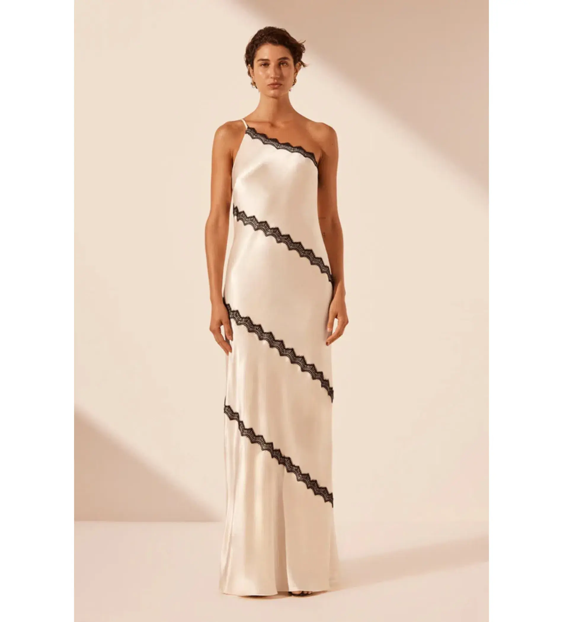 Shona Joy Camille Lace Asymmetrical Maxi Dress Size 8 - Image 1