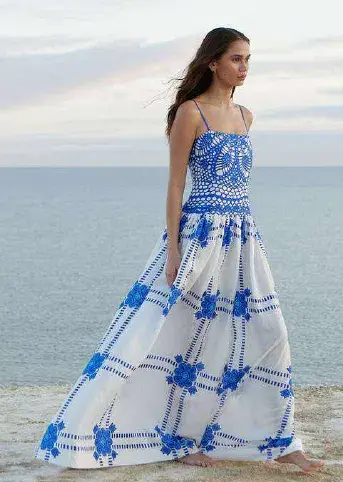 Aston Studio Cordelia Dress Mediterranean/Foam Size 10 - Image 2