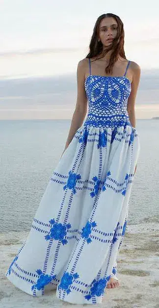 Aston Studio Cordelia Dress Mediterranean/Foam Size 10 - Image 1