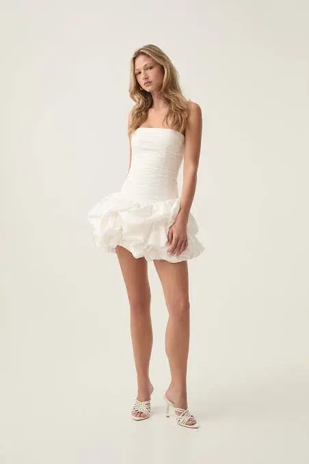 Aje Violette Bubble Hem Mini Dress White Size 6 - Image 1