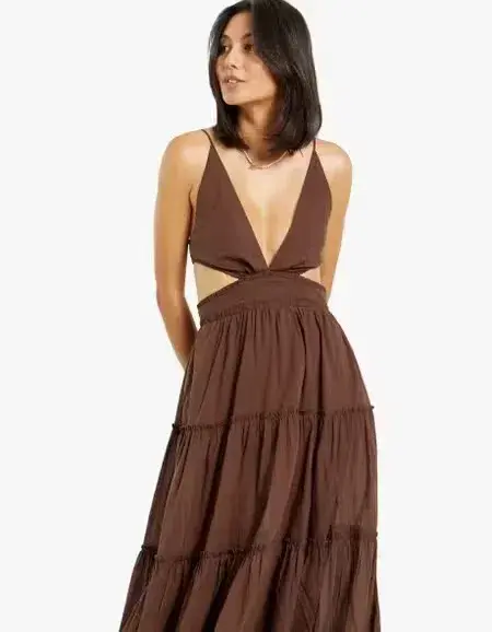 BEC + BRIDGE - Carla V Maxi Dress in Chocolate in Size AU 10 - Image 3