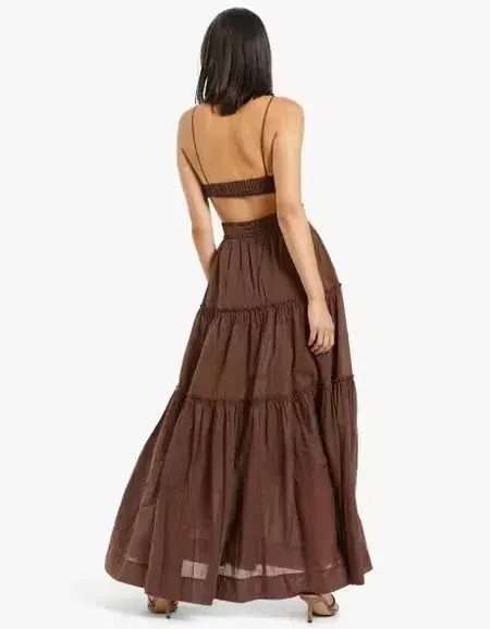 BEC + BRIDGE - Carla V Maxi Dress in Chocolate in Size AU 10 - Image 2