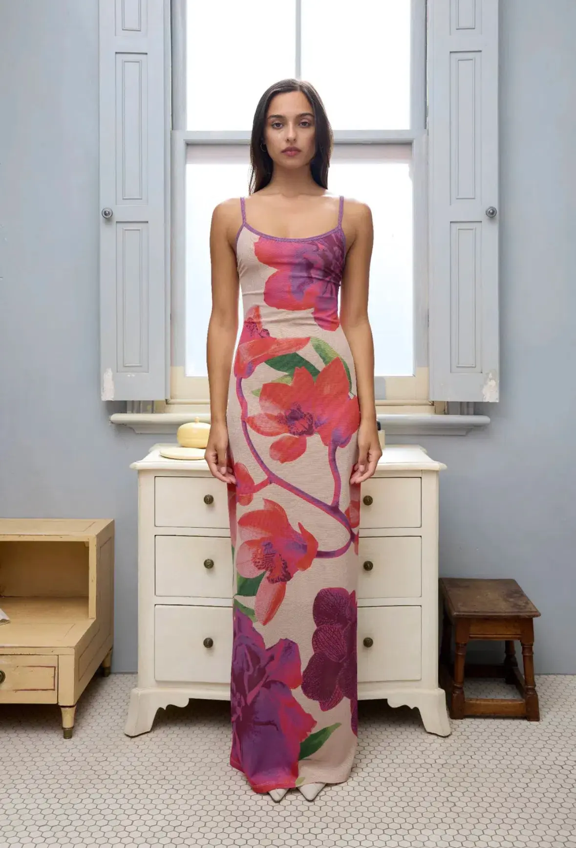 With Harper Lu Slip Dress in Fuchsia Bloom Size S / AU 8  - Image 1