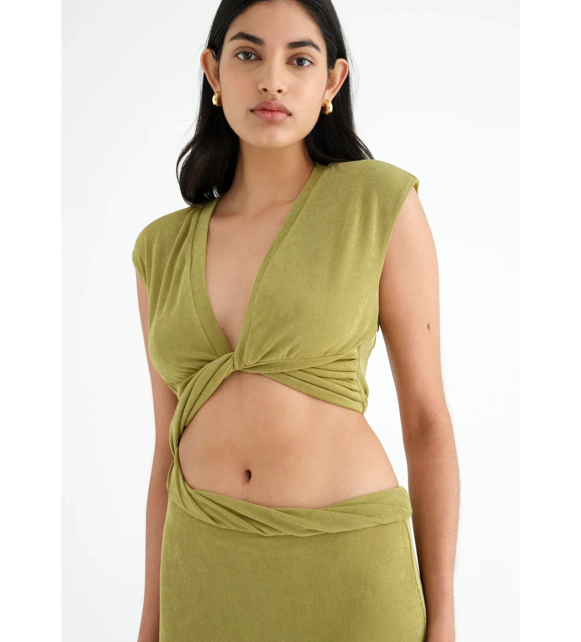 BENNI Henri Twist Maxi Dress in Chartreuse Size AU 10 - Image 4