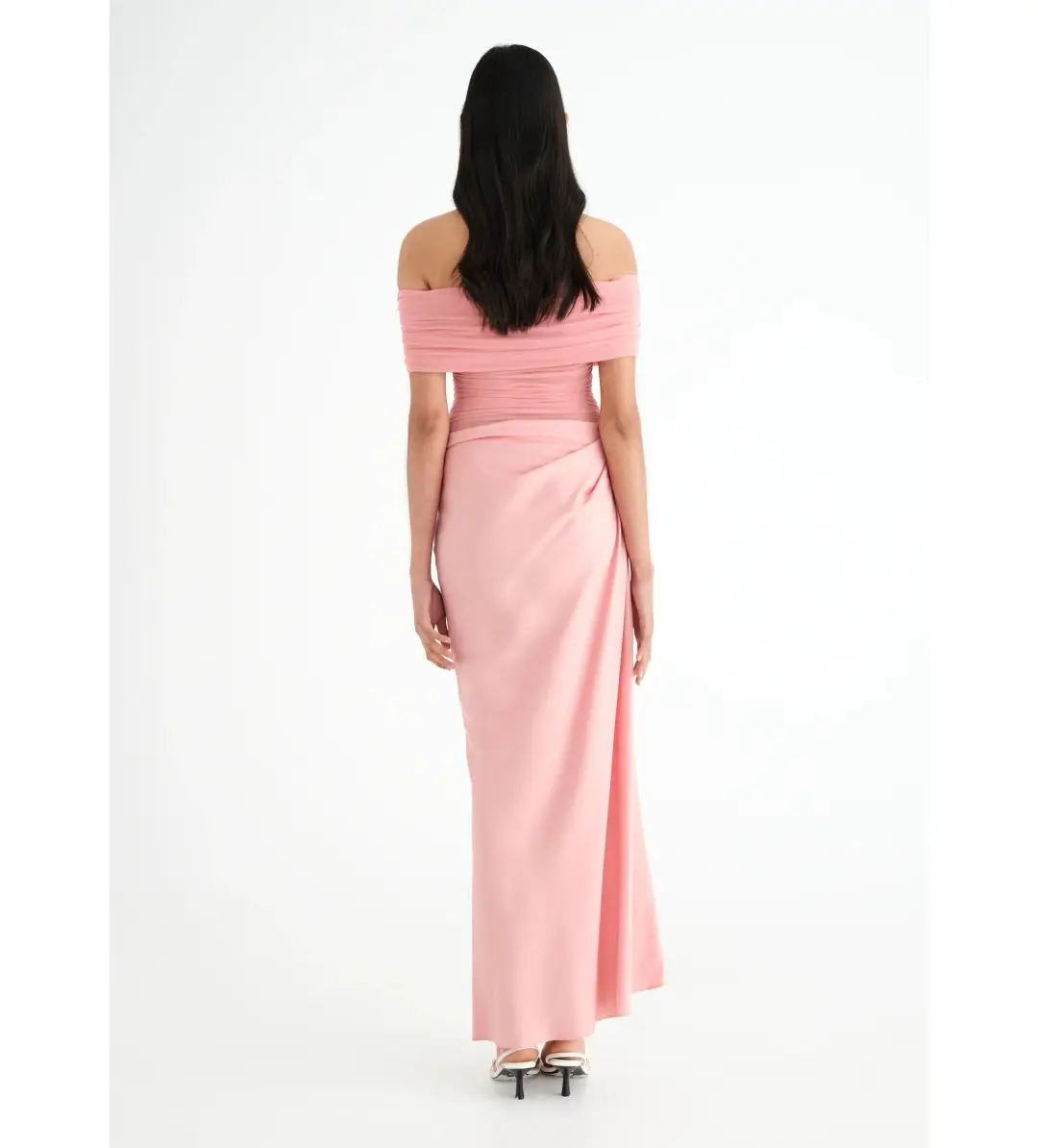 Benni Nico Off The Shoulder Nico Maxi Dress in Candy Floss Pink Size S / AU 8 for rent on The Volte - main image