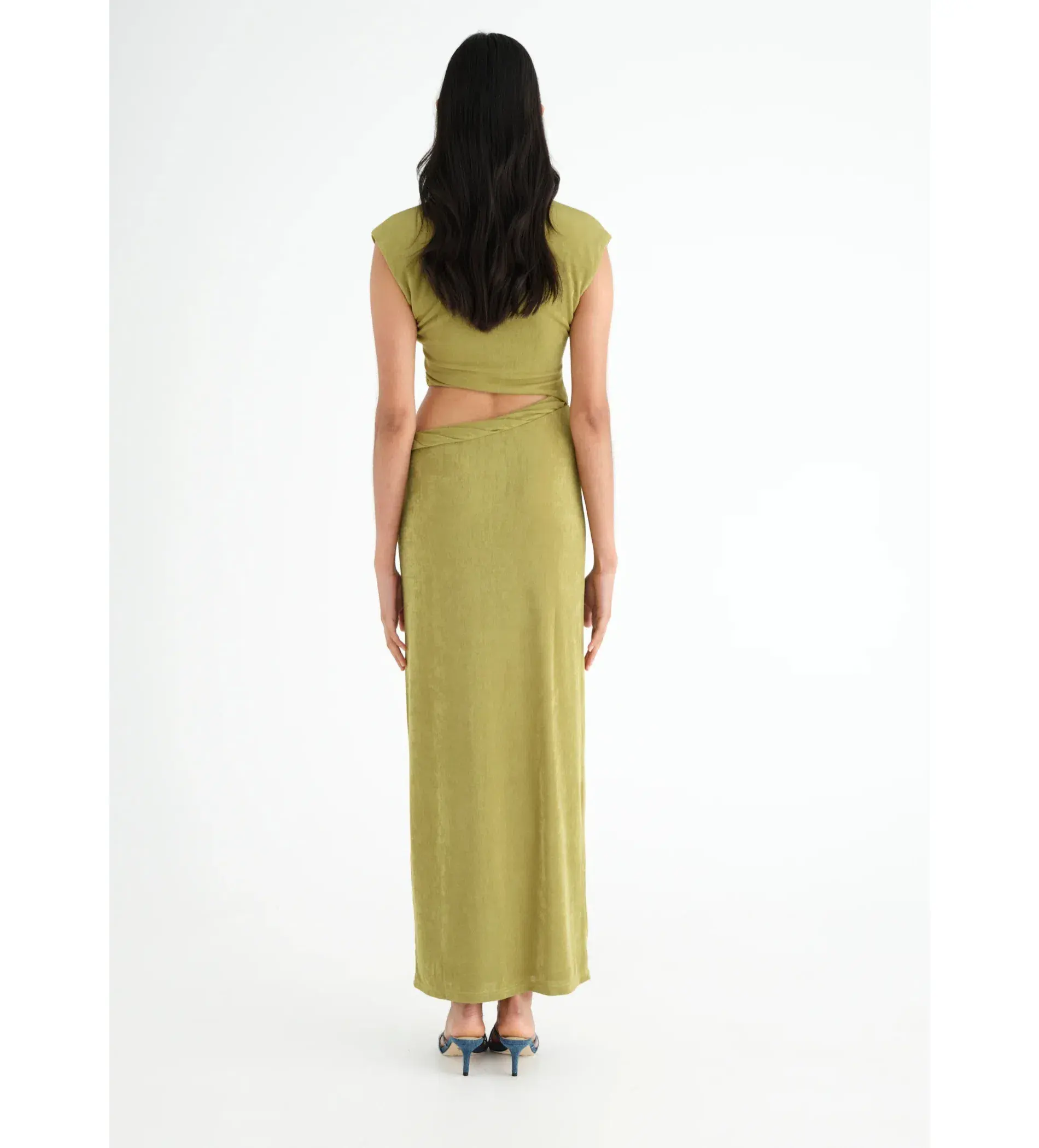 Benni Henri Twist Maxi Dress in Chartreuse Size AU 6 - Image 3