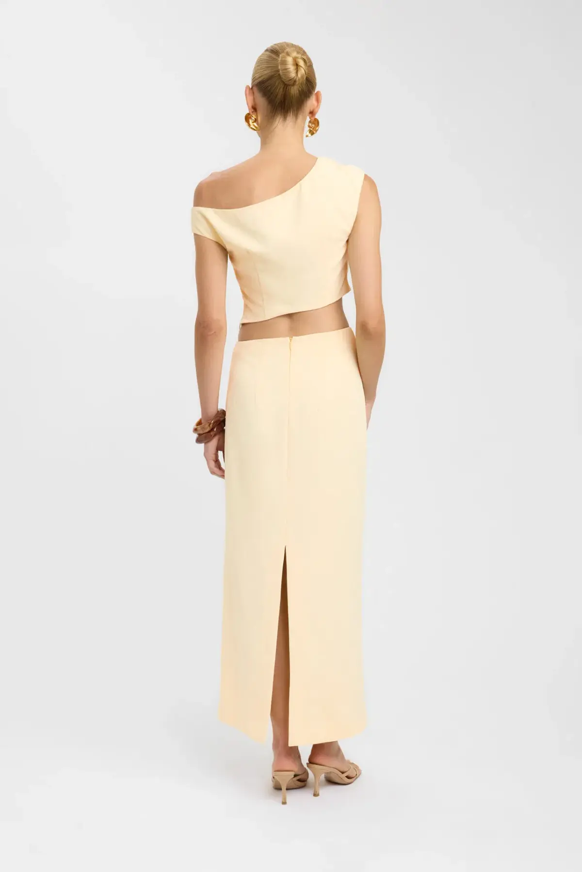 Kookai Opal Tuck Top and Maxi Skirt Set Lemon Sorbet Size 8 - Image 2
