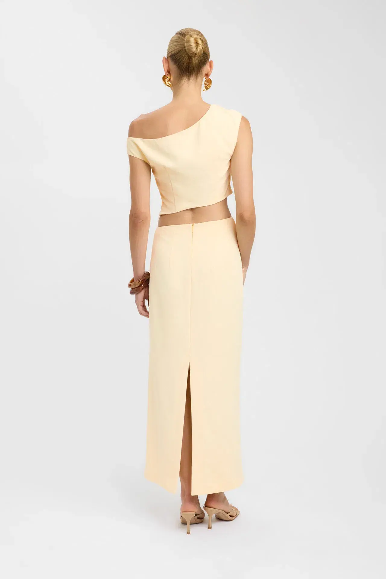 Kookai Opal Tuck Top and Maxi Skirt Set Lemon Sorbet Size 8 - Image 2