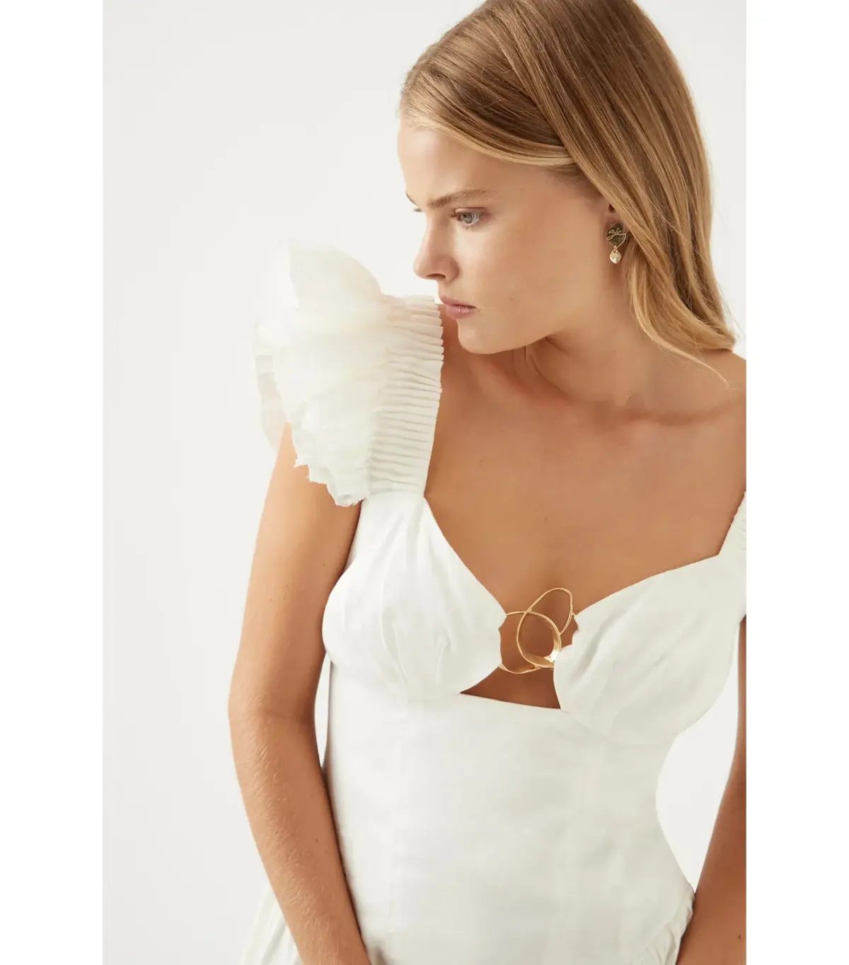 Aje Simone Frill Mini Dress Ivory Size S / AU 8 - Image 3