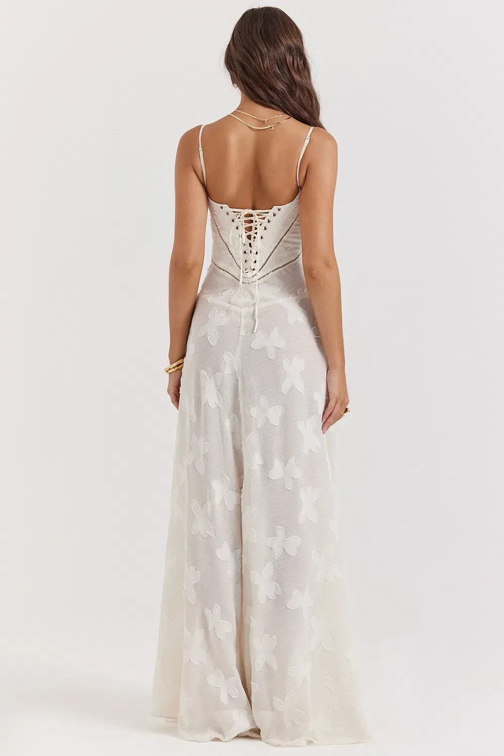 House Of CB Seren Lace Back Maxi Dress Vintage Cream Floral Size XS / AU 6 - Image 2
