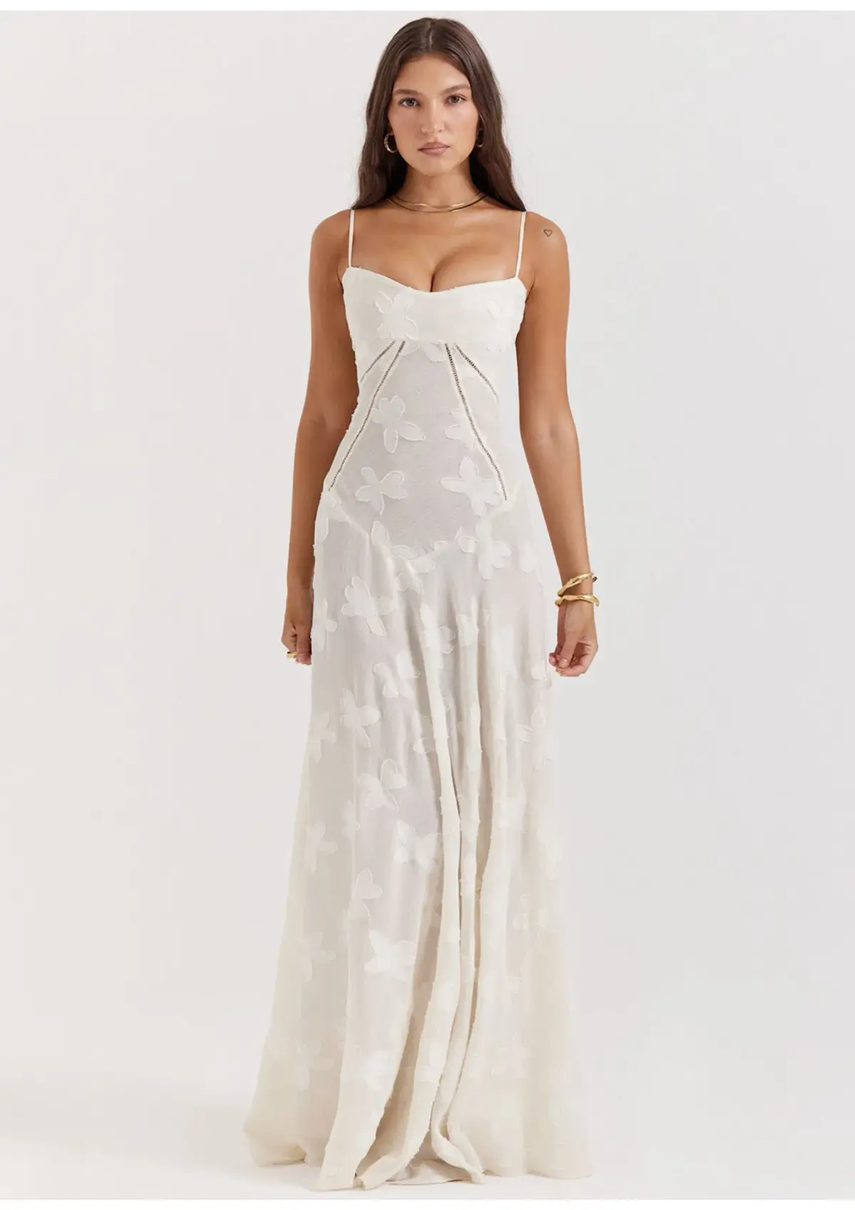 House Of CB Seren Lace Back Maxi Dress Vintage Cream Floral Size XS / AU 6 - Image 1