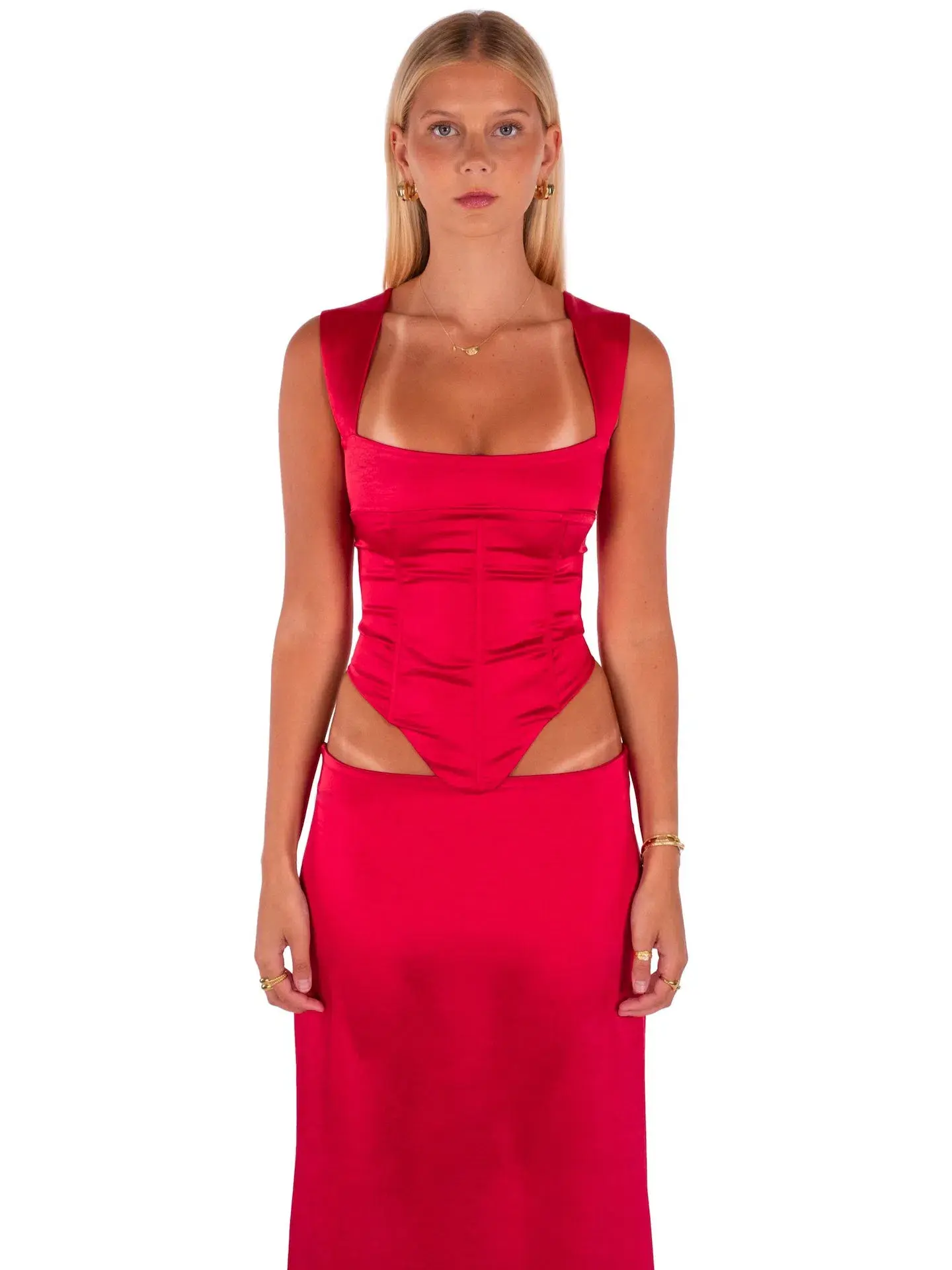 I Am Delilah Valerie Corset and Maxi Skirt Set Cherry Red Size S / AU 8 - Image 2