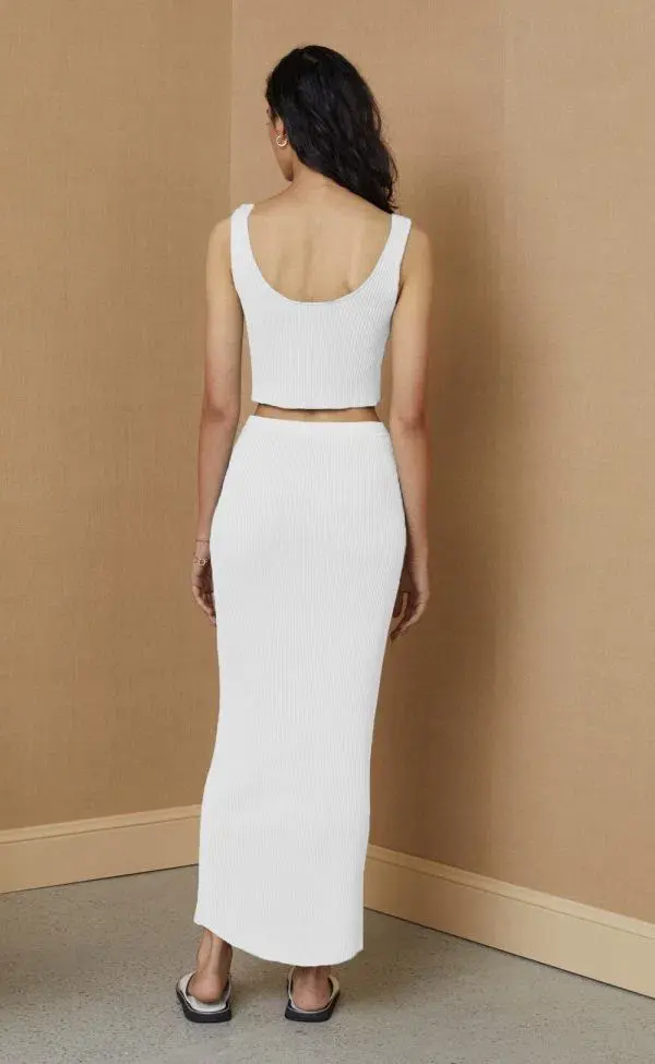 Bec and Bridge Margot Knit Crop Top and Midi Skirt Set White Size 6 - Image 3