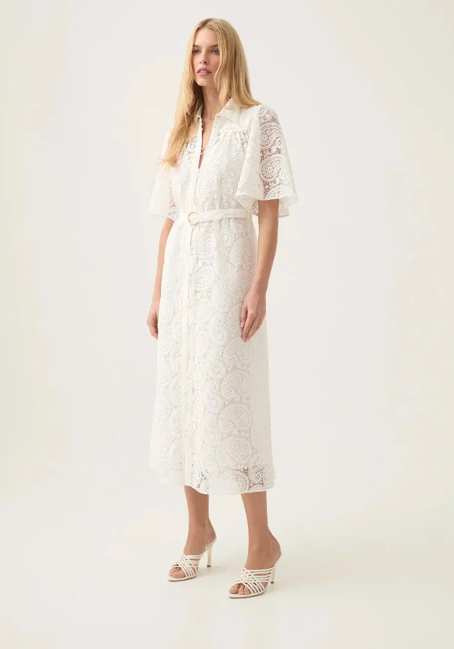Aje Laicey Paisley Midi Dress Ivory Size 16 - Image 4