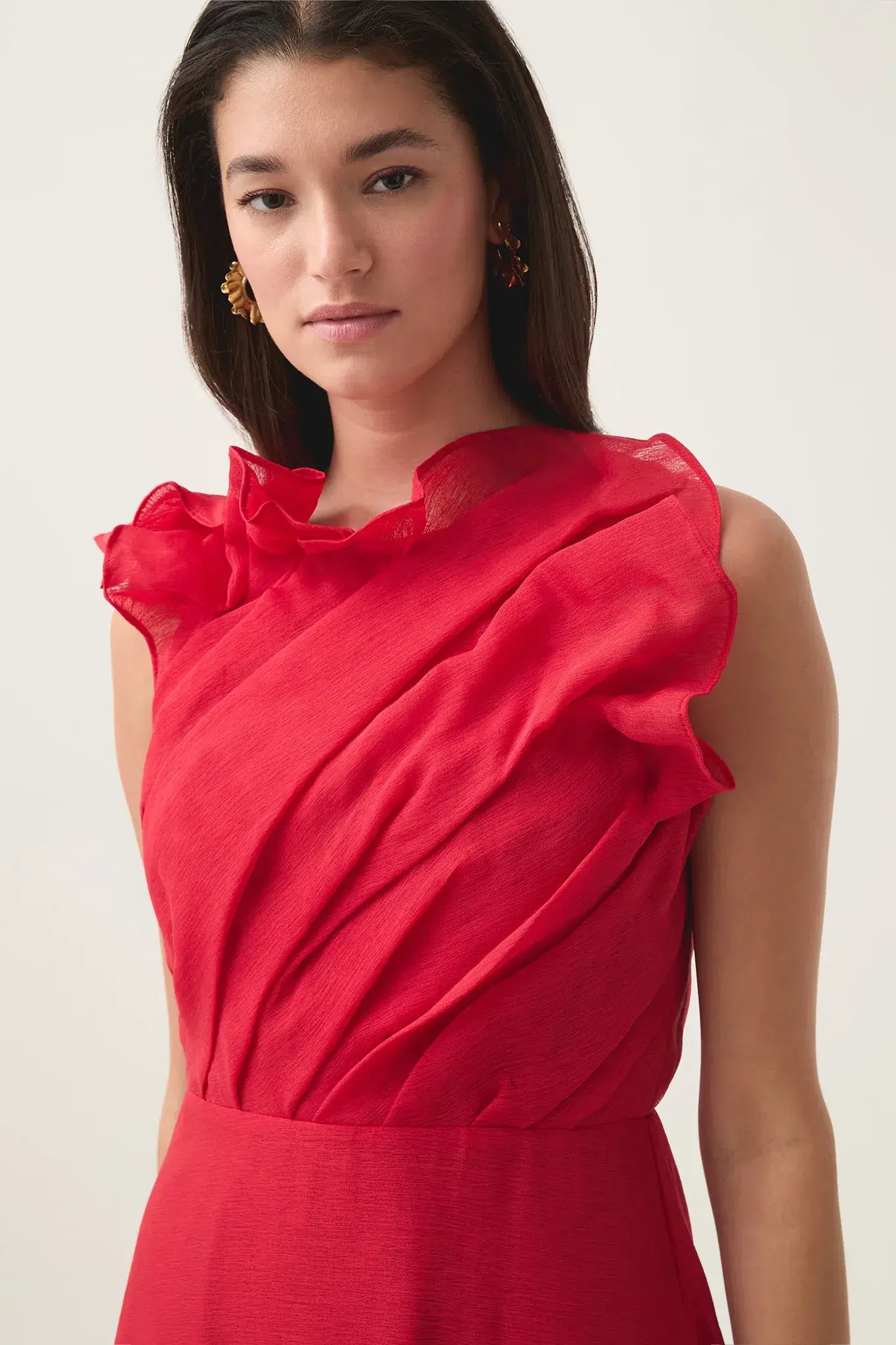 Aje Genesis Midi Dress Scarlet Red Size 12 - Image 4