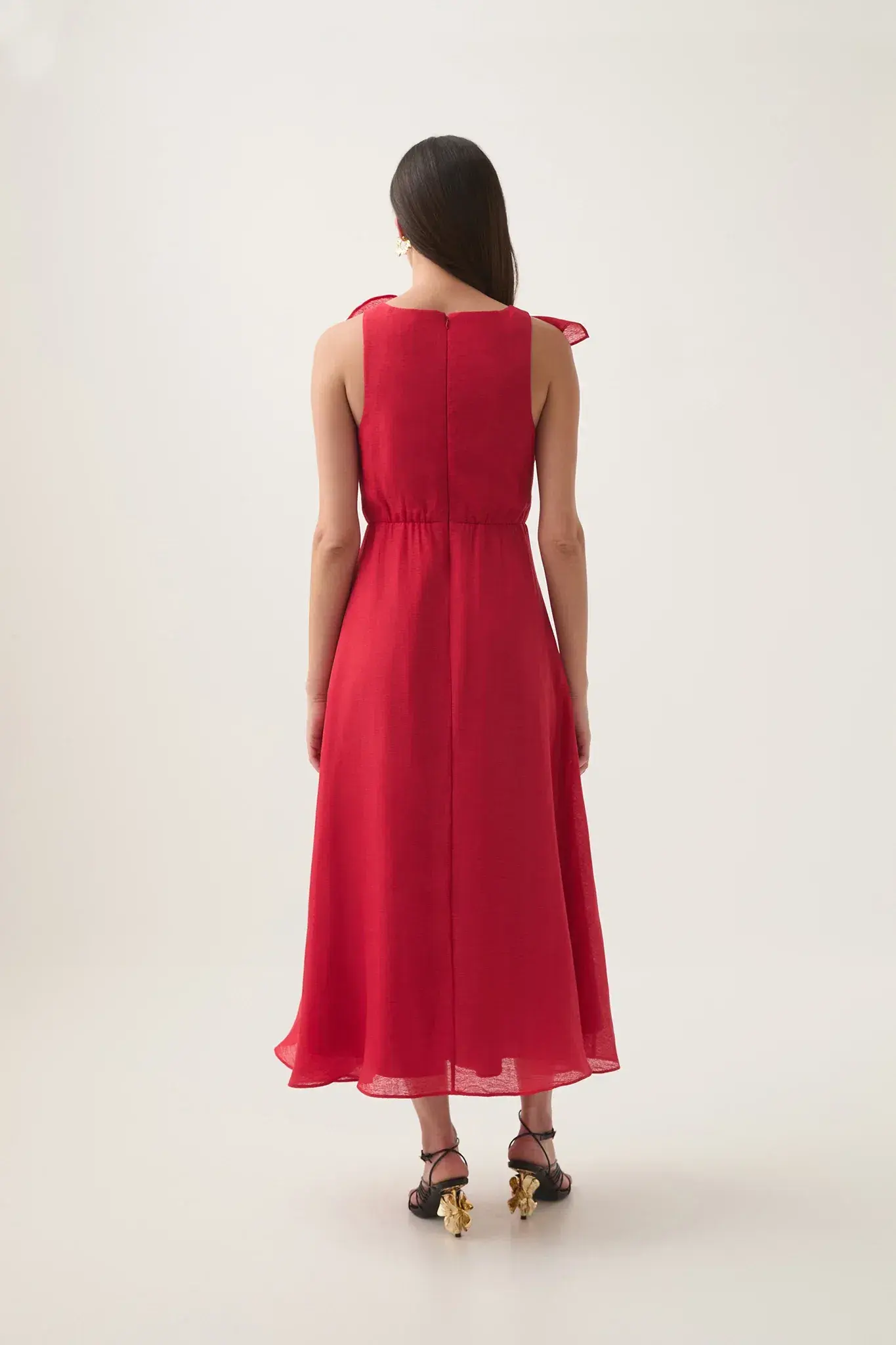 Aje Genesis Midi Dress Scarlet Red Size 12 - Image 3