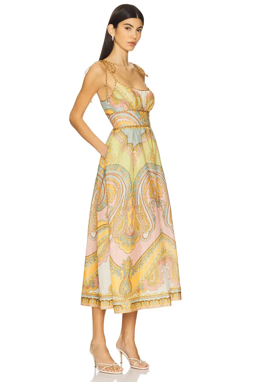 Zimmermann Maxine Picnic Midi Dress in Gold Paisley Size 2 / AU 12 - Image 2
