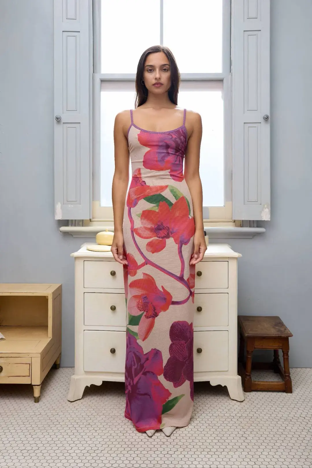 With Harper Lu Slip Dress Mesh Fuchsia Bloom Size S / AU 8 for rent on The Volte - main image