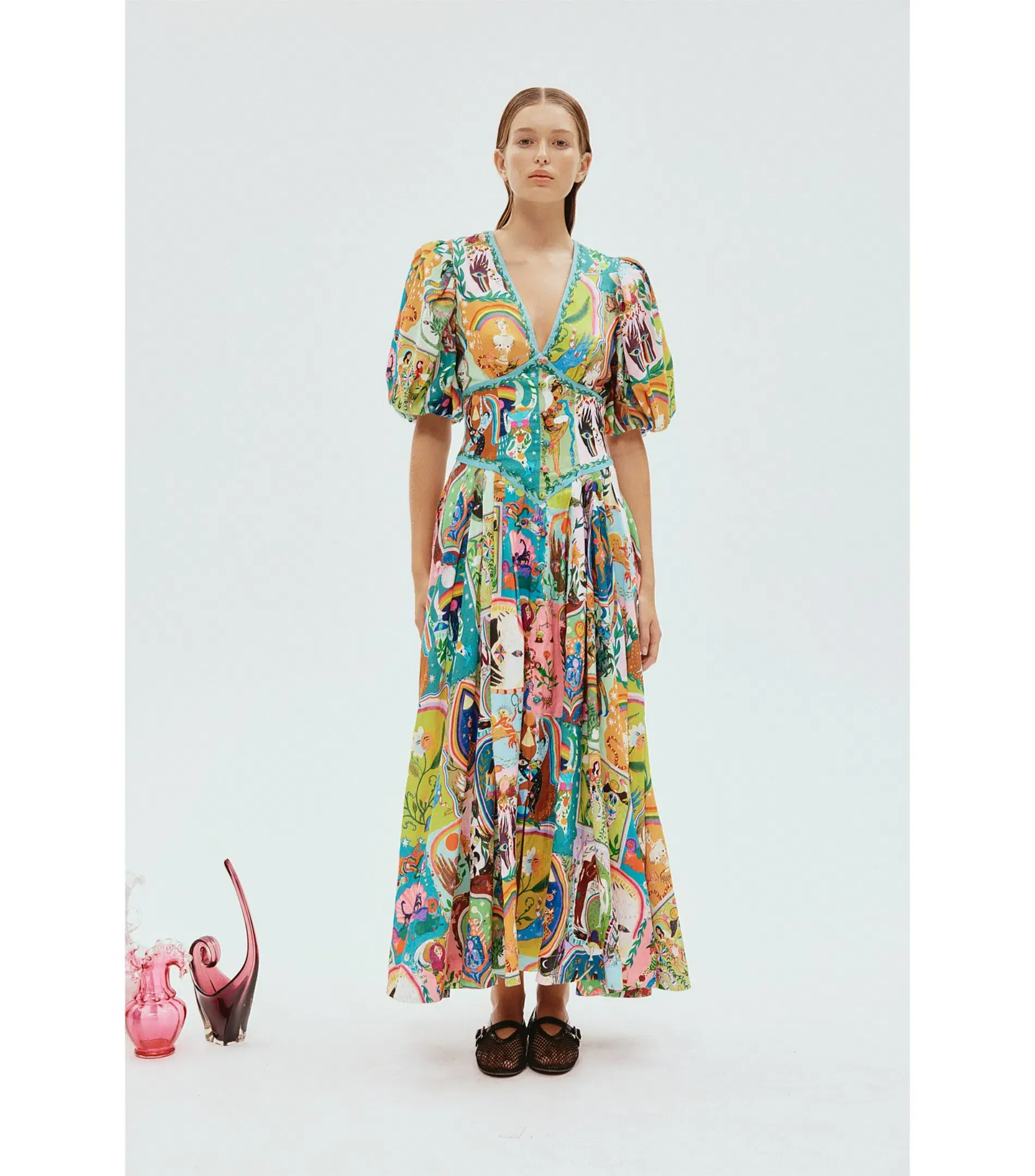 Alémais Evergreen Midi Dress Multi Size AU 14 - Image 1