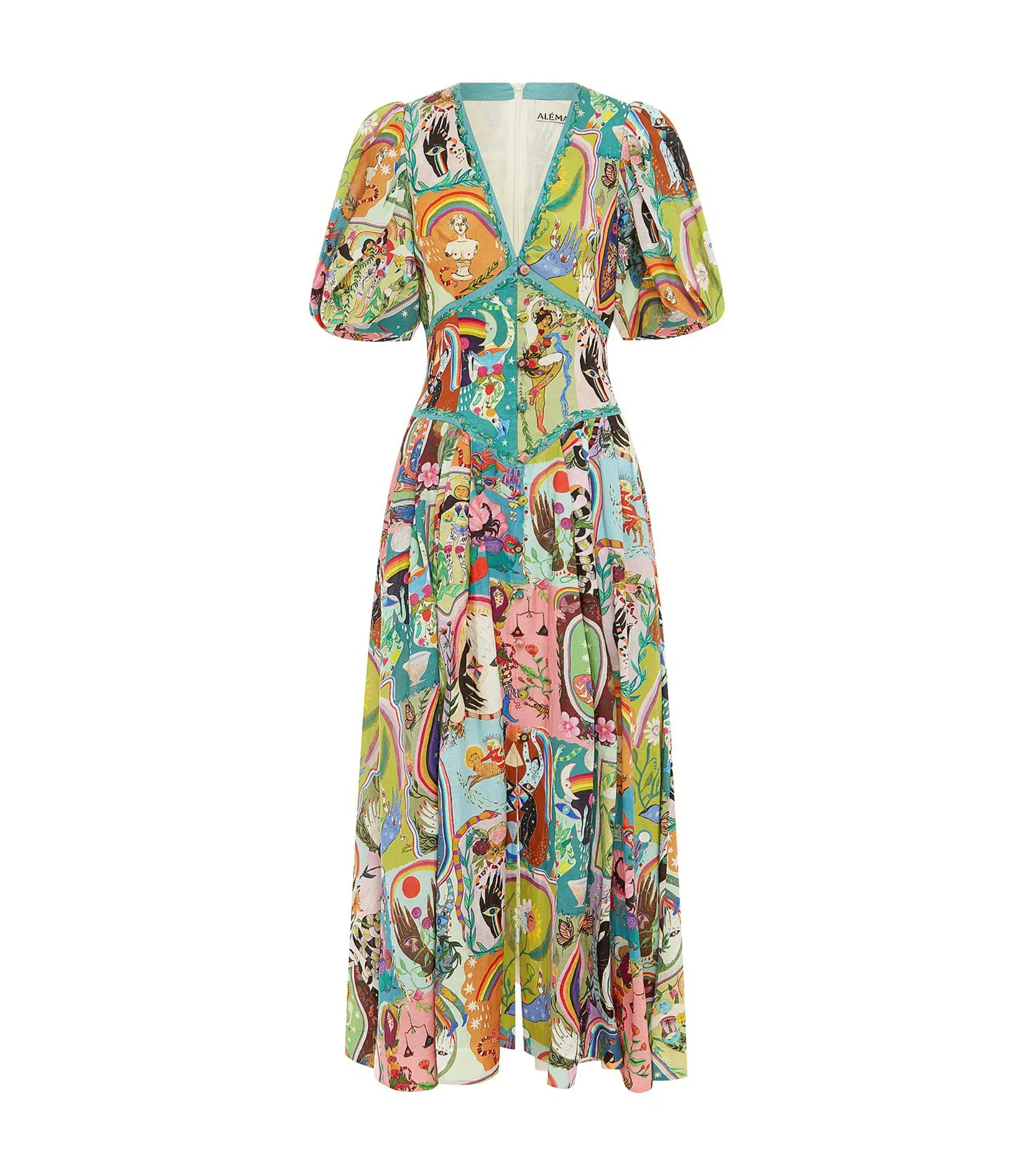 Alémais Evergreen Midi Dress Multi Size AU 14 - Image 5