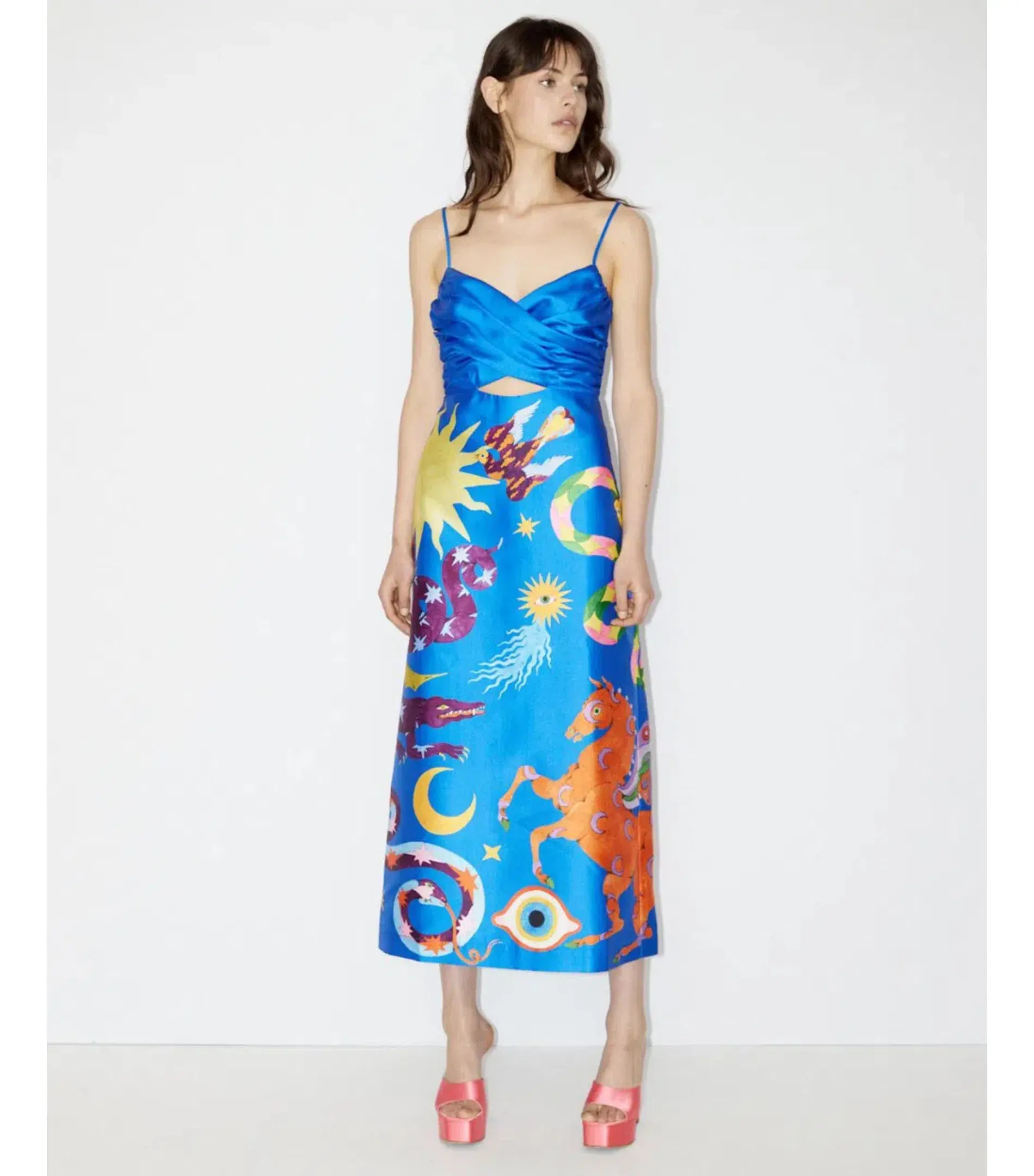 Alémais Guardian Silk Midi Dress Blue Size AU 10 - Image 1