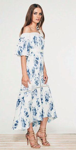 Talulah off the shoulder blue and white floral dress 12 - Image 2