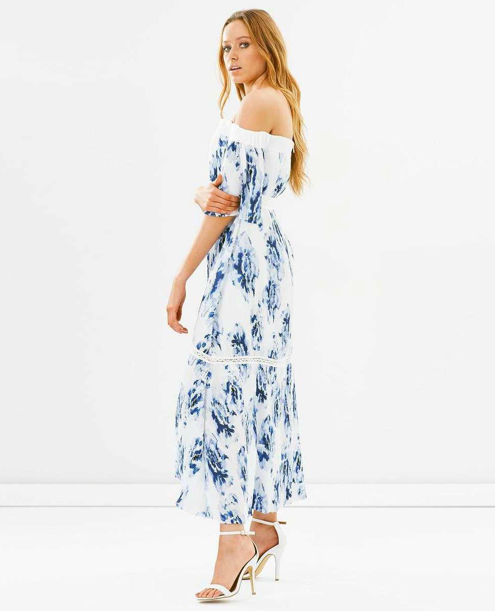 Talulah off the shoulder blue and white floral dress 12 - Image 5