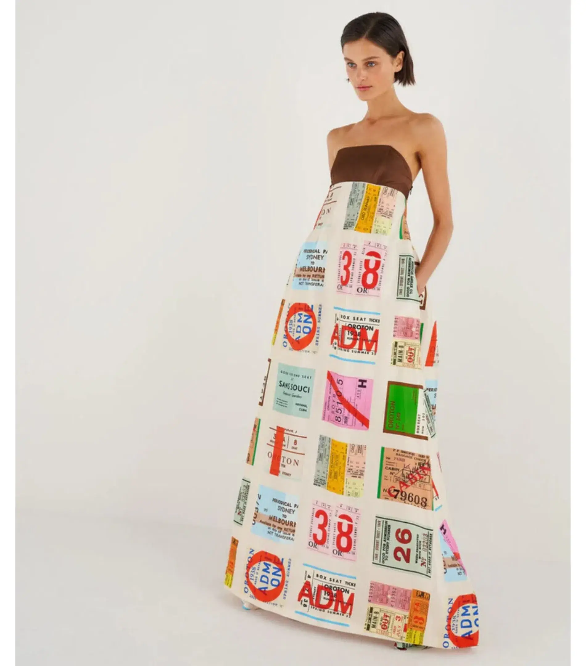 Oroton Ticket Print Gown Print Size 0 / AU 6 - Image 1