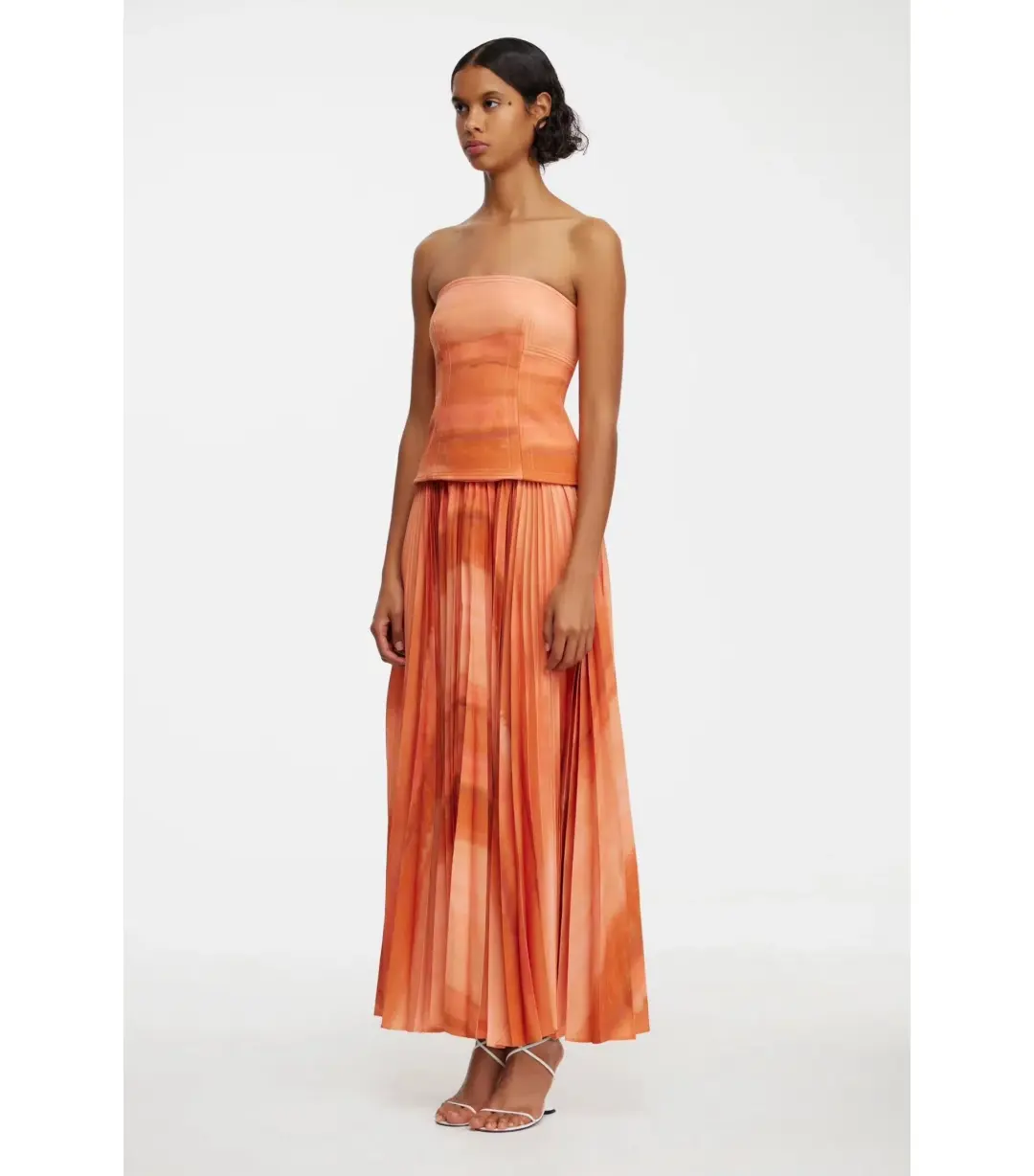 Acler Brayswick Midi Dress Melon Watercolor Size AU 8 for rent on The Volte - main image