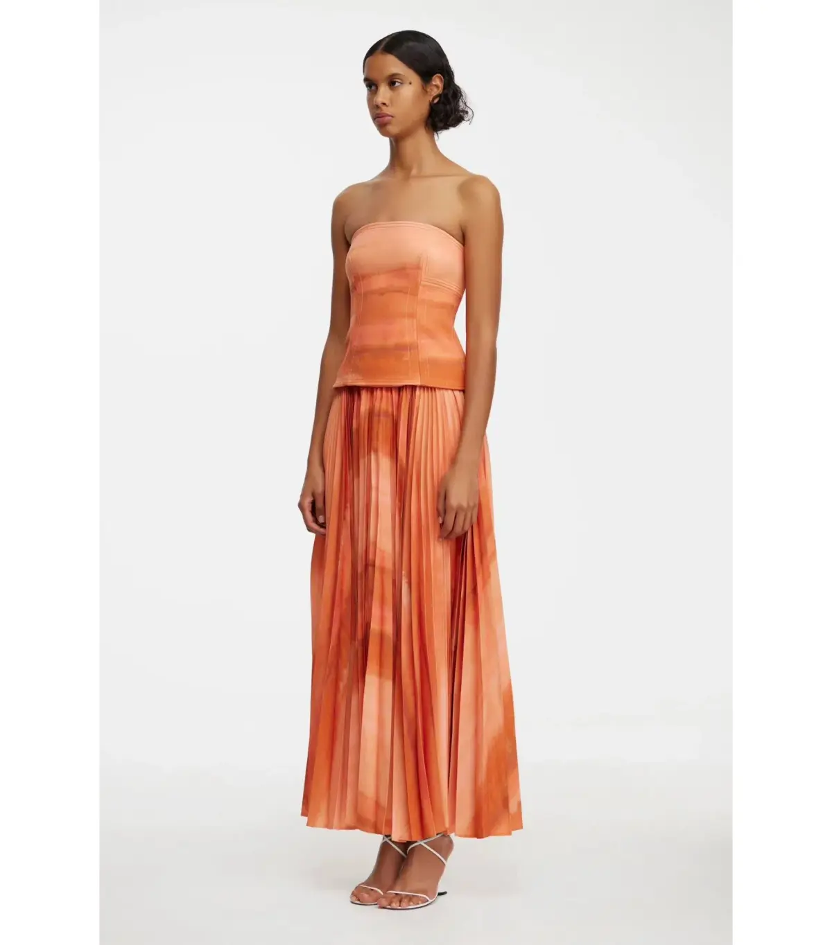 Acler Brayswick Midi Dress Melon Watercolor Size AU 8 - Image 2