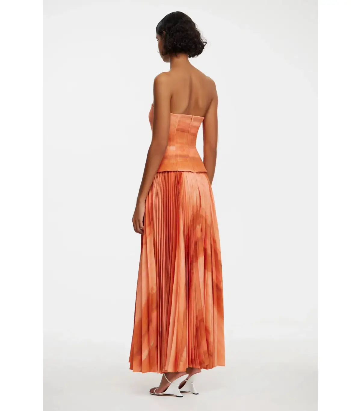 Acler Brayswick Midi Dress Melon Watercolor Size AU 8 - Image 3