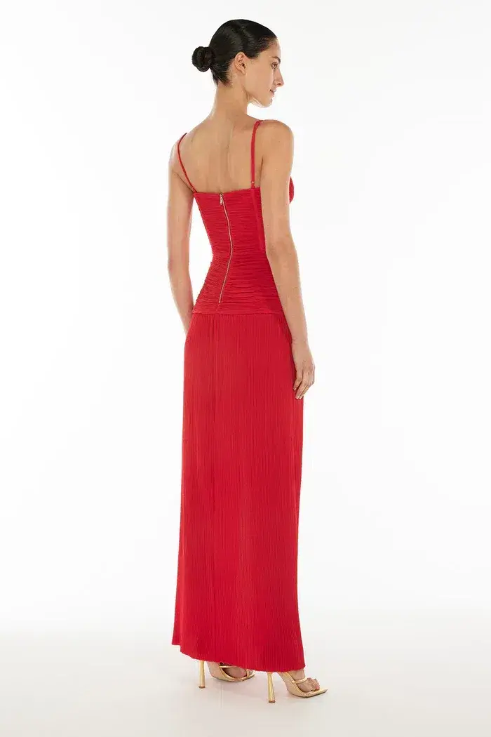 Manning Cartell Double Time Pleat Dress Red Size AU 8 - Image 5
