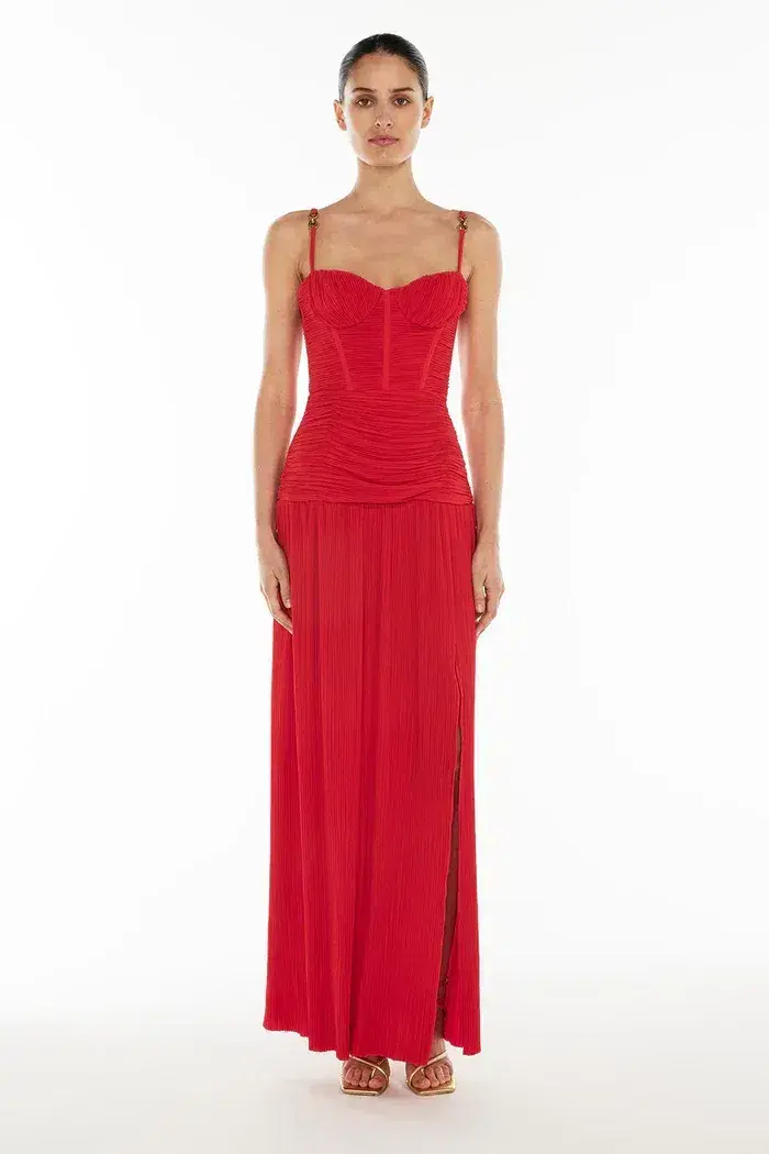 Manning Cartell Double Time Pleat Dress Red Size AU 8 - Image 4