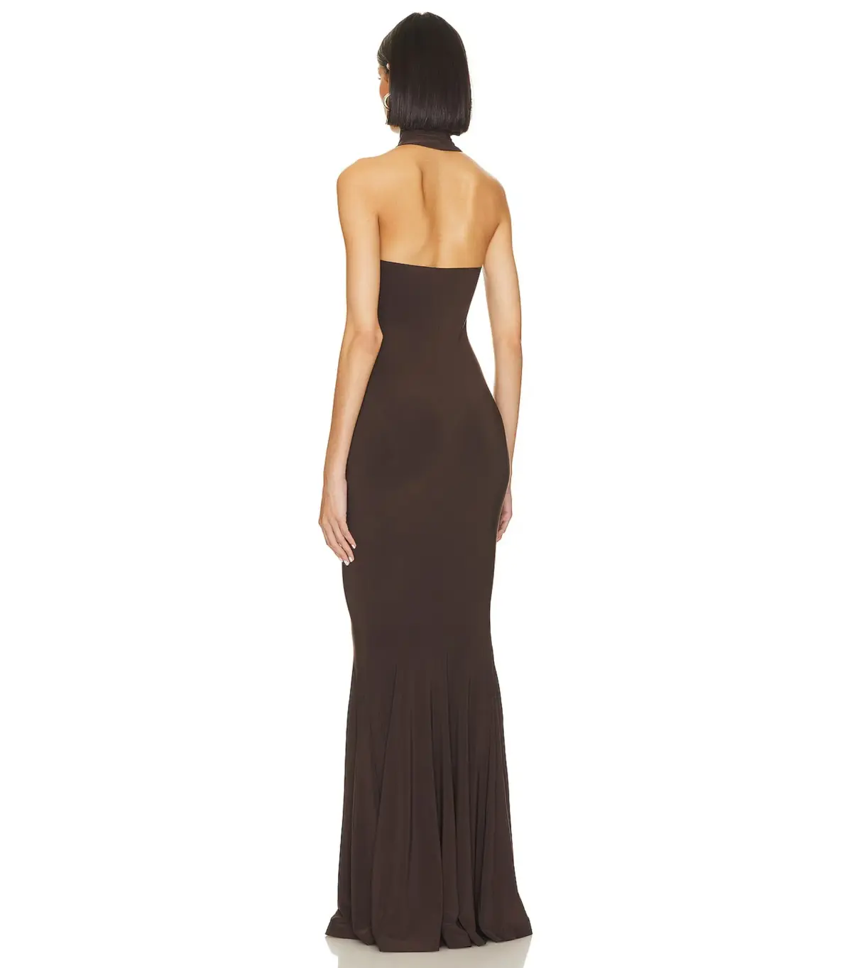 Norma Kamali Halter Turtle Fishtail Gown in Chocolate Size AU 10 - Image 2