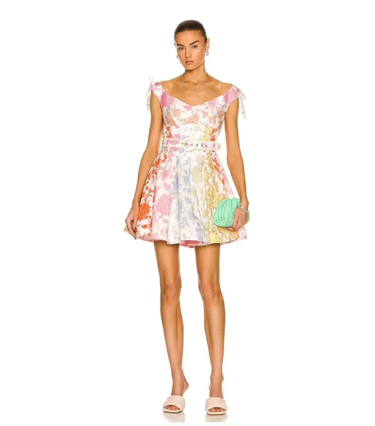Zimmermann Postcard Spliced Mini Dress in Tonal Floral Size 0 / AU 8 - Image 2