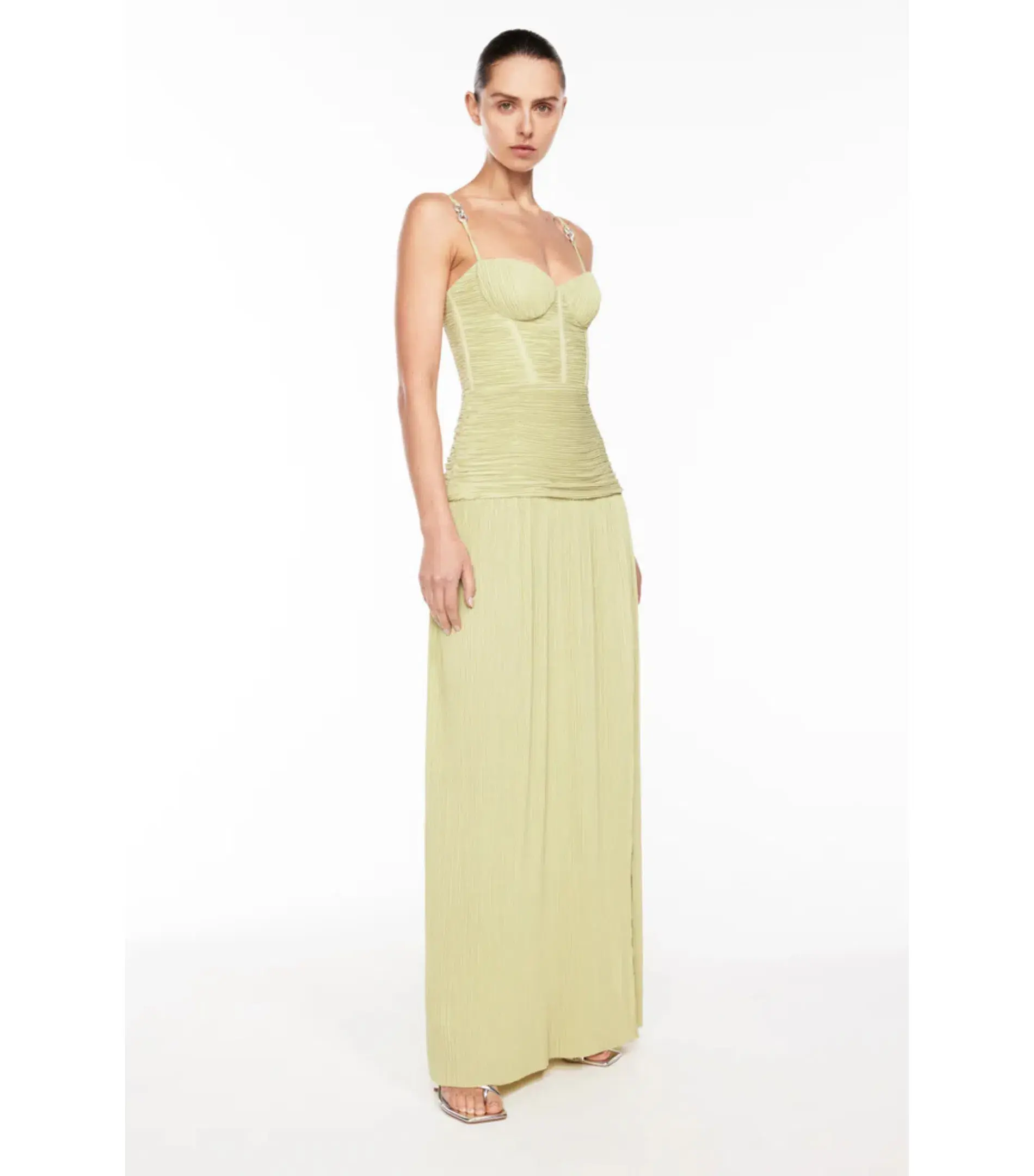 Manning Cartell Double Time Pleat Dress Pistachio Size AU 10 - Image 1